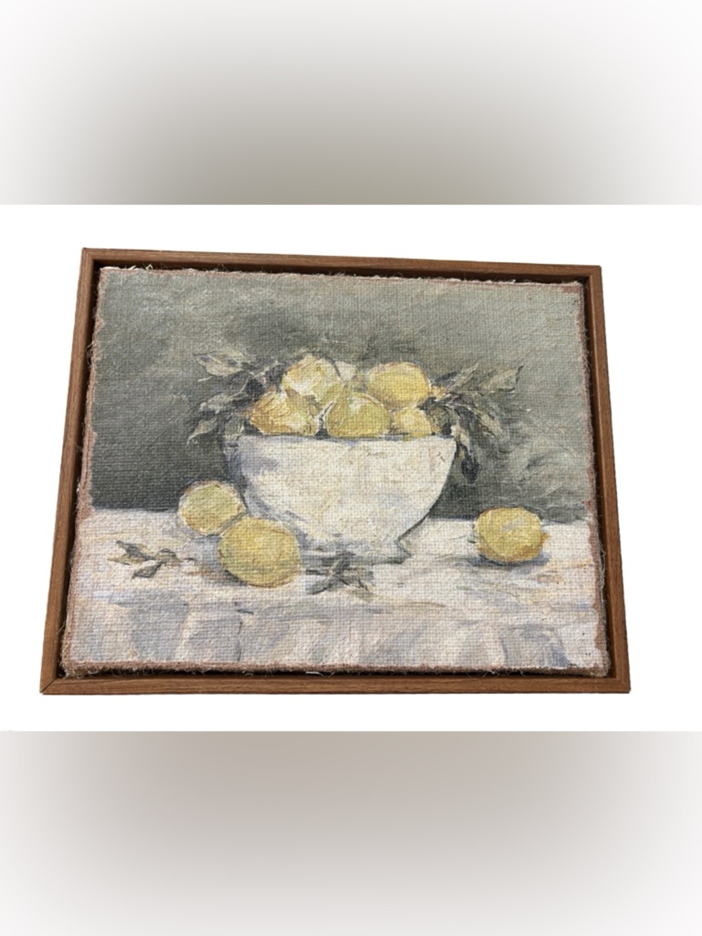 HEARTH & HAND NWT 10"x8" Lemon Bowl Still Life on Burlap Wall Art Framed - Picture 4 of 5